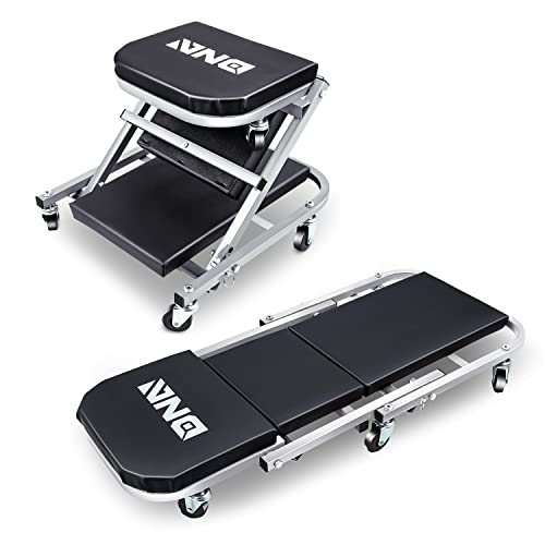 ‎DNA MOTORING TOOLS-00185 36 Inches 2 IN 1 Rolling Folding Car Creeper/Seat, 6 Pcs 2" Casters, 150kg Weight Capacity, Gray - color: Grey, size: 36 Inches