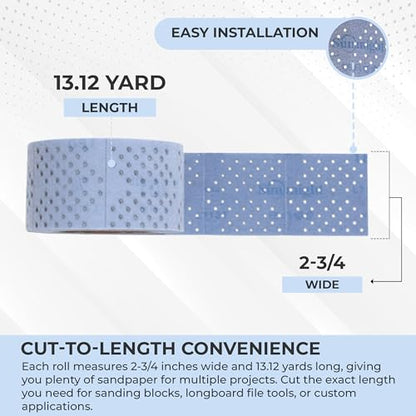 Sunmight Ceramic Film Sandpaper Roll 2.75" x 13.12yd 120G — Hook & Loop Sand Paper Sheets for Auto Body, Car Sanding, Wood, Metal, Longboard Block Tools | Wet Dry Automotive Shop Supplies, Wet Dry Use - size: 120G Grip