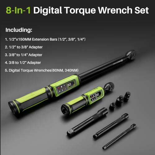 3/8" 1/2" Digital Torque Wrench Set,0.66-44.25Ft.Lb&3.8-250.8Ft.Lb - size: Set 44.25 Ft-Lb,250.8Ft.Lb