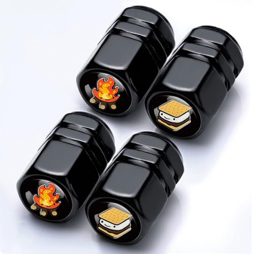 4Pack Campfire and Smoke Tire Valve Caps Aluminum Leak-Proof Valve Covers - color: Campfire