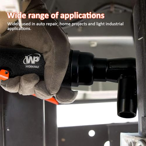 Workpad Compressed Air Ratchet Wrench 9.5 mm 3/8 Inch Mini Type 180 mm Lightweight 650 g Maximum Torque 54 N.m