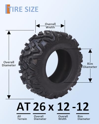 GarveeTech 26x12-12 ATV Tires - All-Terrain, Off-Road, and Mud/Trail Tires for ATVs and UTVs, Tubeless, Set of 2 - size: 26x12-12, style: Pattern A