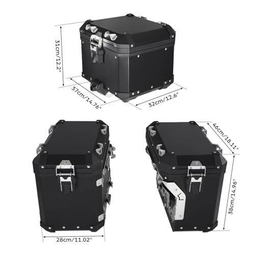 TCT-MOTORPARTS Trunk Saddlebags Pannier Side Case Luggage Bag Fits for BMW F850GS F900GS R1200GS - color: Black Saddlebags (48L)+Trunk (38L)
