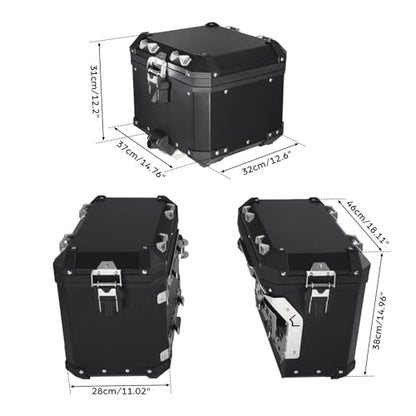 TCT-MOTORPARTS Trunk Saddlebags Pannier Side Case Luggage Bag Fits for BMW F850GS F900GS R1200GS - color: Black Saddlebags (48L)+Trunk (38L)