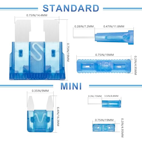 1200PCS Car Fuses Assortment Kit, 520PCS Standard Fuse Kit + 680PCS Mini Fuses + 2 Pullers for Auto/RV/Truck/Motorcycle (2A 3A 5A 7.5A 10A 15A 20A 25A 30A 35A 40A) (1200PCS)