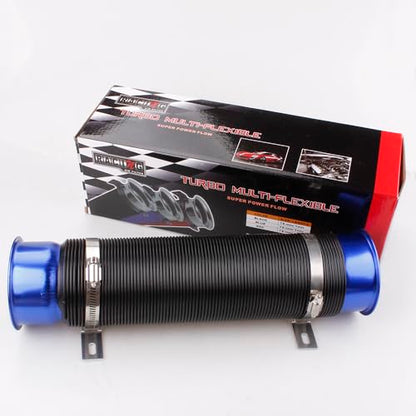 BARTOO 3" Turbine Intake Pipe Adjustable Cold Air Intake Pipe Tube Blue - color: Blue