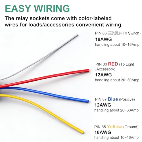 2 Pack 48V 40A Car Relay Harness, 4-Pin SPST, 12AWG Harness Sockets, Automotive Switches and Starters, for Automotive Truck Van Motorcycle Boat - size: 4-Pin 48V