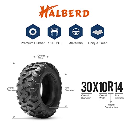 HALBERD ATV Tire, 30x10R14, 10PR All Terrain - size: 30x10R14