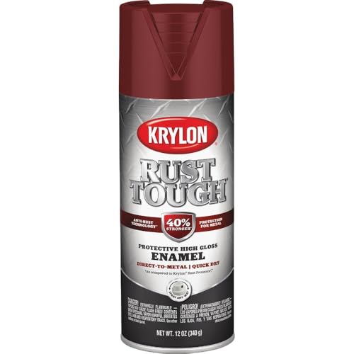 Krylon K09221007 'Rust Tough' Burgundy Rust Preventive Enamel - 12 oz. Aerosol - color: Burgundy, size: 12 Ounce (Pack of 1)