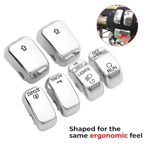 Handle Bar Switch Button Cover Cap Kit Fit for 1996-2017 Harley VRSC Sportster Dyna Softail Road King,6pcs (Chrome) - color: Chrome