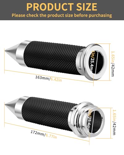 Motorcycle Hand Grips 1 Inch Handlebar Grips Electronic Throttle Compatible with Harley Davidson Touring Softail Road Street Glide Road King 2008-2024 - color: Chrome