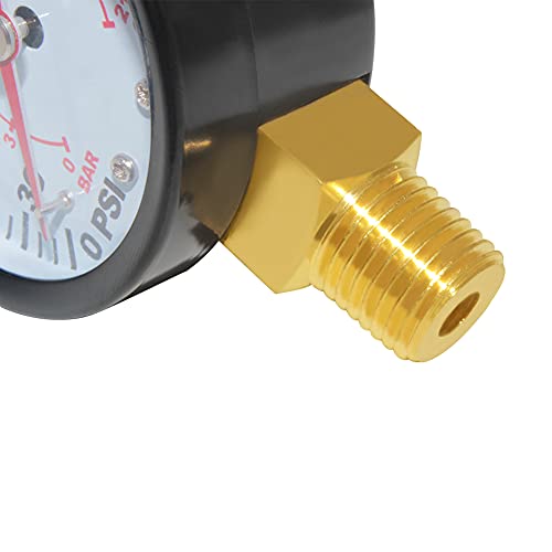 Joywayus Pressure Gauge 0 to 300 PSI Brass 1/4" Male NPT Thread Lower Mount, Multiple Function - size: 0-300PSI--1/4", style: No Glycerin Filled