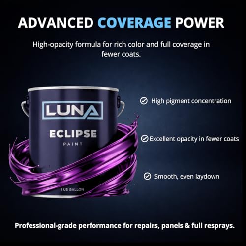 Hyper Silver Metallic Automotive Midcoat Paint (1 Gallon): Ready to Spray Body Paint for Full Vehicle and Large Projects, Use with Primer Basecoat and Clearcoat, Luna Eclipse - color: Gallon