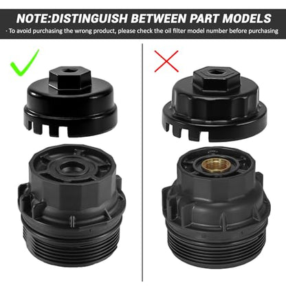 64mm 14 Flutes/6 Slots Oil Filter Cap Wrench Removal Tool Socket Compatible with Toyota, Lexus, Prius, and Scion Vehicles Equipped with 1.8L 4-Cylinder engines, Black Heavy-Duty Aluminum - size: 6 Slot