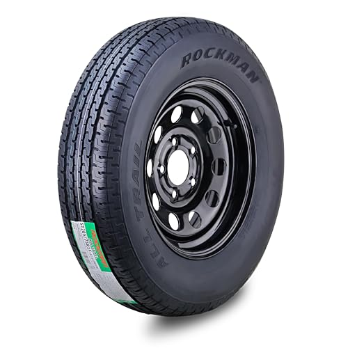 ROCKMAN Trailer Tire Wheel ST205/75R15 8PR D 107M 5X4.5" PCD Black Mod Rim - size: ST205/75R15 8PR/5x4.5