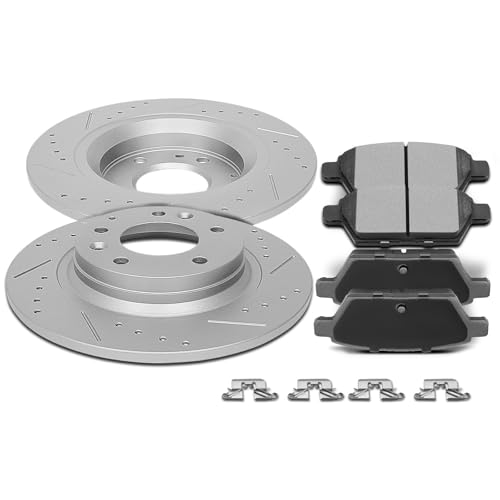 SCITOO Rear Brake Kits Drill & Slotted Brakes Rotor Brakes Pads:31325;D1161 - size: Rear 31325 + D1161 [2+4PCS]