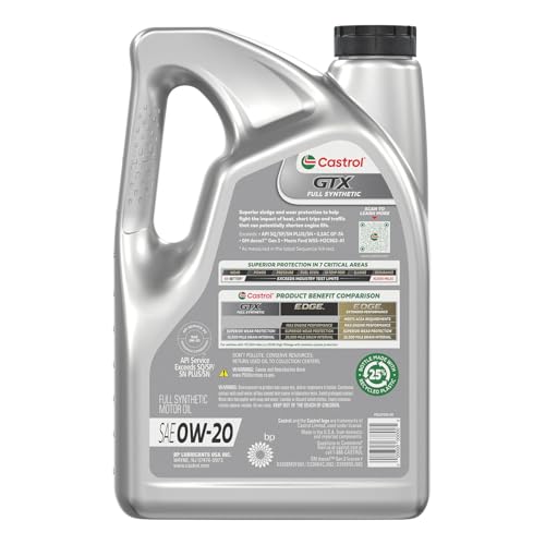 Castrol GTX Full Synthetic 0W-20 Motor Oil, 5 Quarts, Pack of 3 - size: 5 Quarts, Pack of 3