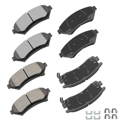 cciyu Ceramic Front Rear Disc Brake Pad Set 8pcs - size: Front[D699] + Rear[D714]