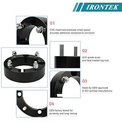 IRONTEK 4x156mm ATV Wheel Spacers 2"(50mm) Thickness with 12x1.5 Studs 131mm Hub Bore Fit for Polaris Sportsman 400 500 600 700 800 ATV UTV RZR - size: 2"|4x156|2PCS