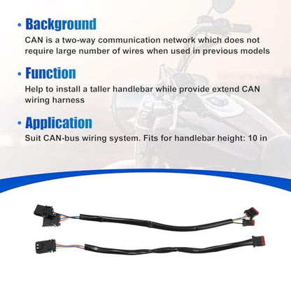 X AUTOHAUX 10" Handlebar CAN Bus Circuit Wire Harness for Harley Davidson - size: 10in
