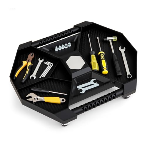 Goplus Rolling Tool Tray, Under Car Magnetic Moving Tray with 4 Swivel Casters, 55 LBS Capacity Caddy Tray, Tool Tray Creeper for Garage, Workshop, Automotive Repair, Mechanics - size: 20.5" x 16.5" x 4"