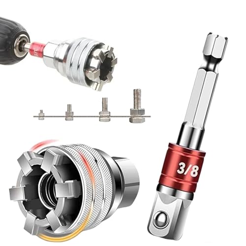 Adjustable Universal Socket Wrench, 10-19mm Socket with 3/8" Drill Adapter