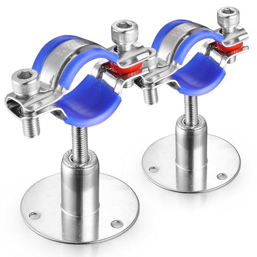 6PCS 304 Stainless Steel Wall Mount Ceiling Mount Pipe Supports,Suitable for OD Pipe 15-19mm,Adjustable Height 30-50mm,Adjustable Pipe Strap Clamp with Screws - color: Adjustable Height 30-50mm, style: 15-19mm