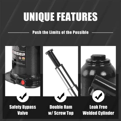 Torin 8 Ton (16,000 LBs) Double Ram Welded Hydraulic Car Bottle Jack for Auto Repair and House Lift, Black, ATH80802XB - color: Black, style: Double Ram