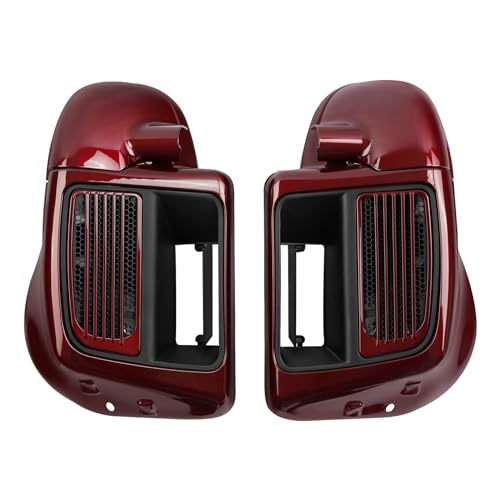 HR3 Mysterious Red Sunglo Water-Cooled Vented Fairing Lowers Kit Compatible with 2015 Electra Glide Ultra Classic FLHTCU (Replace for OEM) - color: Mysterious Red Sunglo