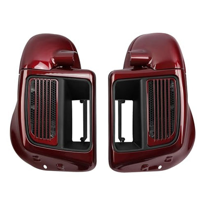 HR3 Mysterious Red Sunglo Water-Cooled Vented Fairing Lowers Kit Compatible with 2015 Electra Glide Ultra Classic FLHTCU (Replace for OEM) - color: Mysterious Red Sunglo