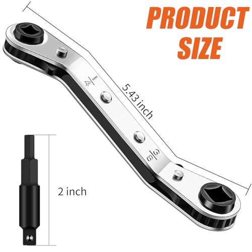 HVAC Service Wrench Set, Air Conditioner Valve Ratchet Wrench - color: Silver, size: 1 Wrench + 2 Hexagon Bit