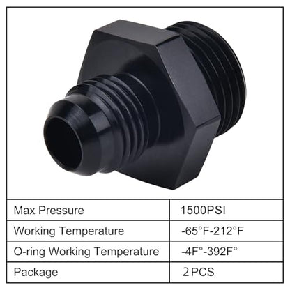 EVIL ENERGY 6AN Flare to AN8 ORB Male O-Ring Fitting Adapter 2PCS - size: 8AN ORB to 6AN