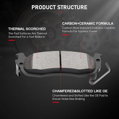 cciyu D1041 D1286 Brake Pads w/Hardware Front Rear Disc Brake Pad Set - size: Front[D1286] + Rear[D1041]