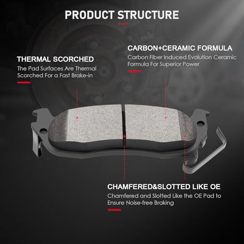 cciyu D1041 D1286 Brake Pads w/Hardware Front Rear Disc Brake Pad Set - size: Front[D1286] + Rear[D1041]