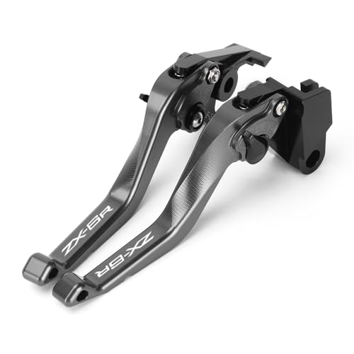 Short Brake Clutch Levers Compatible with K.awasaki Ninja ZX6R 2019 2020 2021 2022 2023 2024 2025 2026 | Front Shorter Levers Handles ZX-6R ZX 6R ZX636 Ninja636 Accessories (Gray) - color: Gray