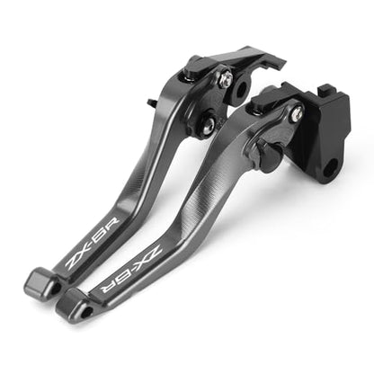 Short Brake Clutch Levers Compatible with K.awasaki Ninja ZX6R 2019 2020 2021 2022 2023 2024 2025 2026 | Front Shorter Levers Handles ZX-6R ZX 6R ZX636 Ninja636 Accessories (Gray) - color: Gray