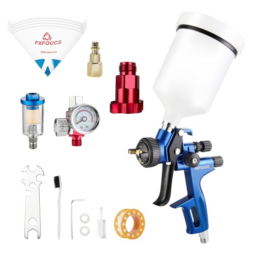 HVLP Air Spray Gun Kit 1.3mm, Professional Automotive Paint Sprayer - color: Blue, size: 1.3mm
