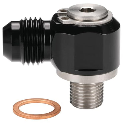 6AN Male Flare Banjo to M10x1.0 Stainless Steel Banjo Bolt Assembly Fitting Adapter Black - size: 6AN to M10x1.0