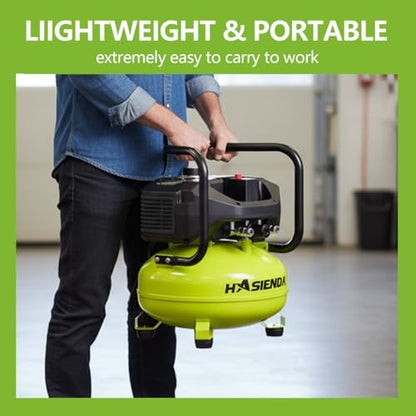 6 Gallon Portable Air Compressor, 150 PSI Max, Oil-Free Pancake Compressor for Garage & Home, with a Long-Life Brushless Motor for Tire Inflation, Nailing, and Painting (Speed Square Bundle) - style: QA1-6G+speed square