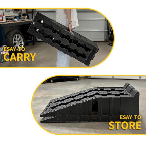 Vacallity 6.7 in Rise Car Ramps for Oil Changes with 2 Wheel chocks