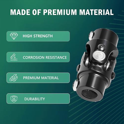3/4"-36 Spline x 3/4" DD Universal U Joint for Steering Shaft - color: Black, size: 3/4" DD x 3/4"-36 Spline