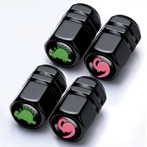 4Pack Dinosaur Tire Valve Caps Aluminum Leak-Proof Valve Stem Covers - color: Dinosaur