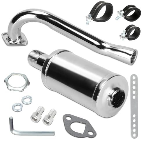 FVRITO 212cc Exhaust Pipe with Muffler for Predator 212 Go Kart 196cc Non Hemi Engine Coleman Powersports KT196 Trailmaster XRX XRS Hammerhead 80T Yerf Dog Manco Tillotson GX200 Performance Parts - color: A-Silver