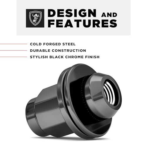 White Knight M14 x 1.50 Thread Lug Nut for Toyota Land Cruiser/Sequoia/Tundra, Lexus LX570 / LX470, Solid Piece (Black Chrome) Factory Style Duplex Long Mag with Washer, 5309DLBK-24AM (24 Pack) - color: Black, style: 24 Pack