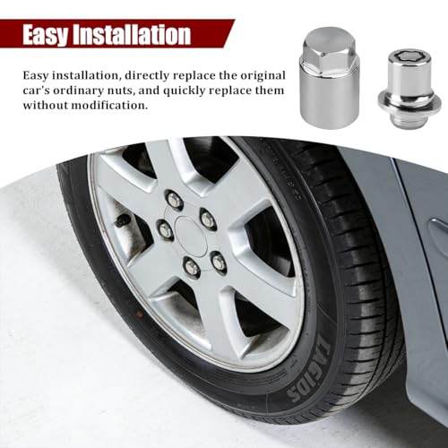 Zpana 5PCS M12 x 1.5 Car Wheel Lock Lug Nut Kit, OEM#00276-00900 Vehicle Chrome Anti-Theft Locking Lug Nut with Key, Compatible with Avalon IM TC Matrix Mirai Prime MR2 C-HR