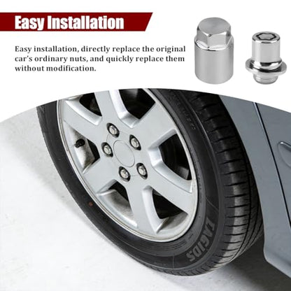 Zpana 5PCS M12 x 1.5 Car Wheel Lock Lug Nut Kit, OEM#00276-00900 Vehicle Chrome Anti-Theft Locking Lug Nut with Key, Compatible with Avalon IM TC Matrix Mirai Prime MR2 C-HR