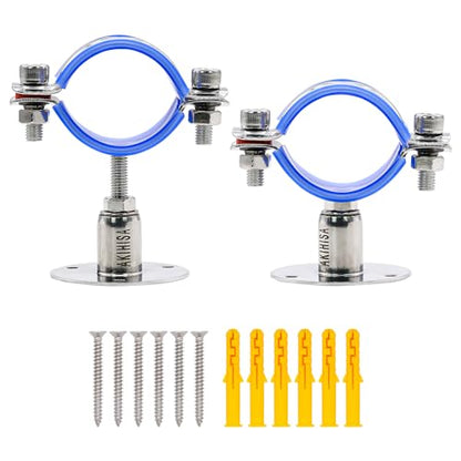 AKIHISA 2 Pcs 304 Stainless Steel Pipe Supports, Wall Mount Ceiling Mount Pipe Hanger, Pipe Holder for OD Pipe 15-19MM Adjustable Height Range 30-50mm - size: 15-19mm, style: Adjustable Height 30-50mm