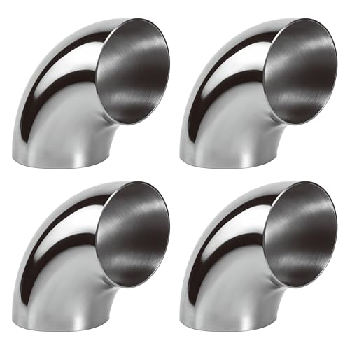 4PCS 2 1/2 Exhaust Pipe Stainless Steel Elbow 2.5" 90° Mandrel Bend Elbow-Thickness 16GA/.065" Wall, 304 Stainless Elbow Exhaust Tubing for Car Modified Exhaust Elbow Pipe, Stair Handrail - size: 2.5" 90° (4 Pack)