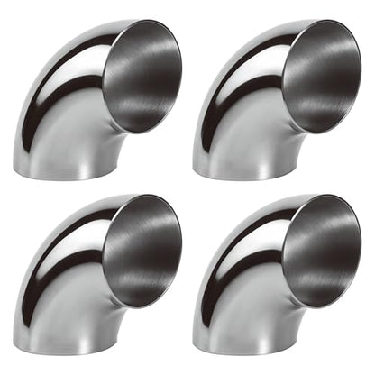 4PCS 2 1/2 Exhaust Pipe Stainless Steel Elbow 2.5" 90° Mandrel Bend Elbow-Thickness 16GA/.065" Wall, 304 Stainless Elbow Exhaust Tubing for Car Modified Exhaust Elbow Pipe, Stair Handrail - size: 2.5" 90° (4 Pack)