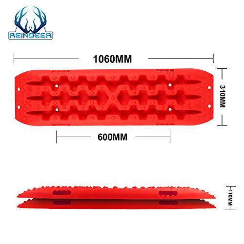REINDEER Traction Boards Tracks Recovery Red with Mounting Plates Bag - color: Red with Accessories, size: Standard